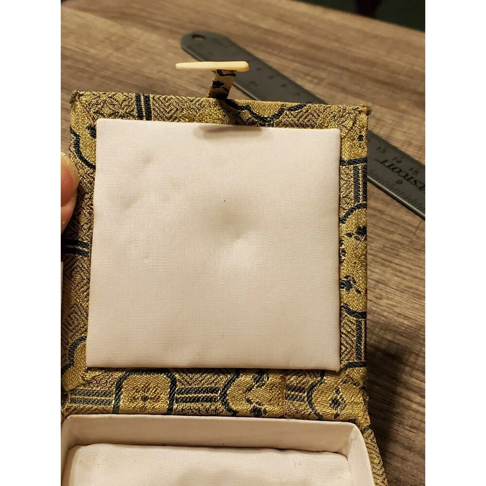 Vintage Yidege Chinese Seal Ink Pad Brocade Box  Empty Calligraphy Stamp Case